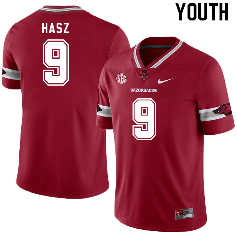 Youth #9 Luke Hasz Arkansas Razorback College Football Jerseys Stitched Sale-Alternate Cardinal - Click Image to Close
